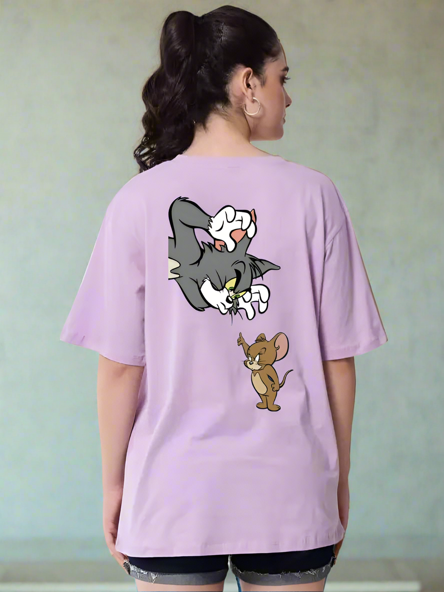 Tom & Jerry Oversized Graphic Tee – Lilac Edition