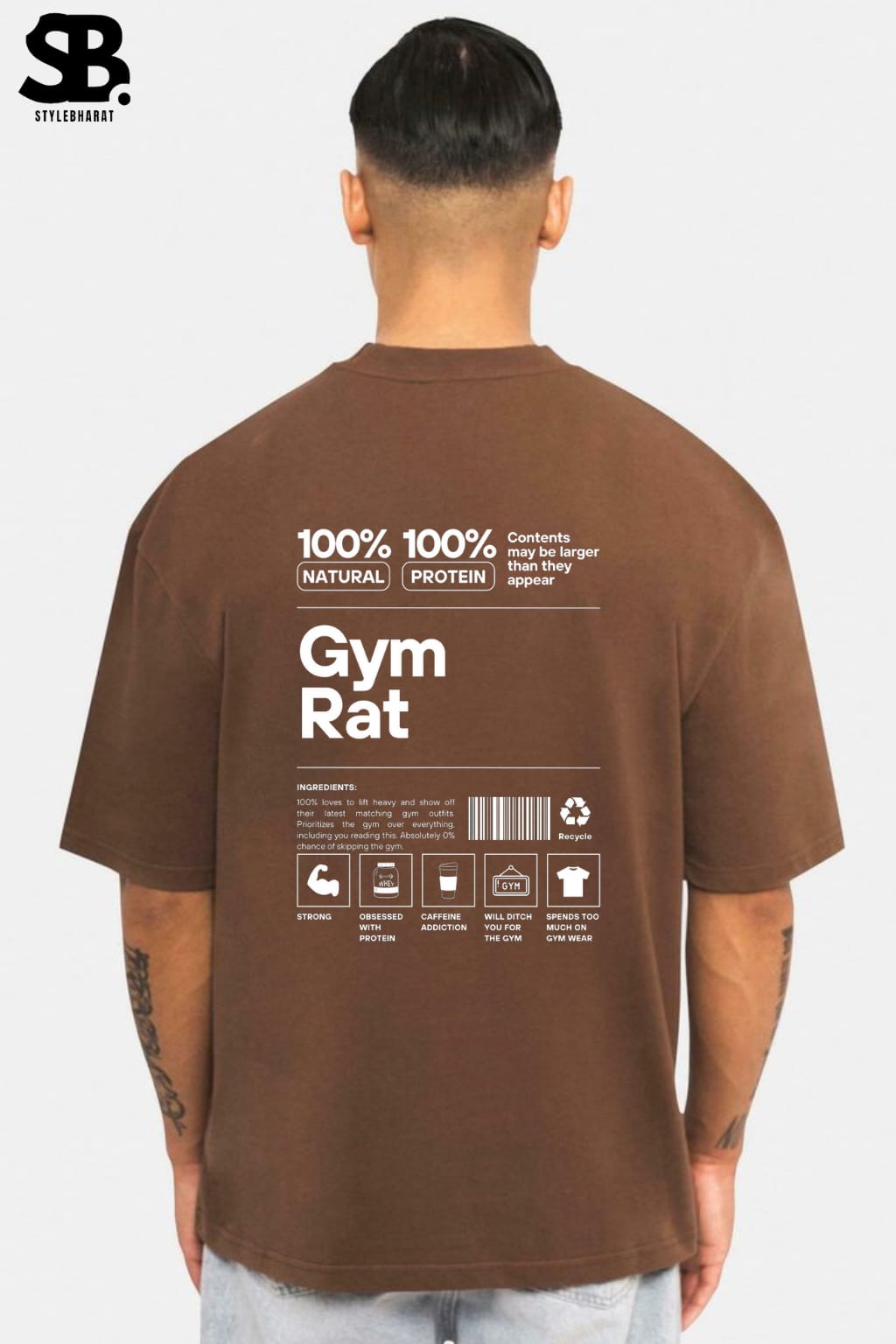 Gym wear oversized drop shoulders. Cotton Tee.